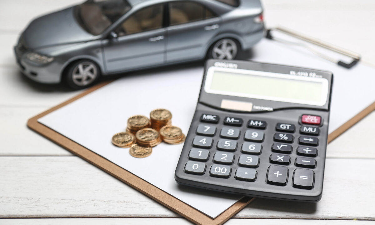 model car with calculator and coins