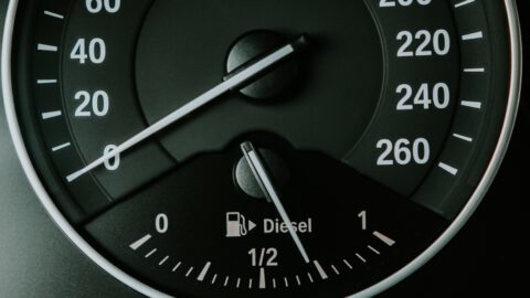 inside view of car speedometer and fuel gauge